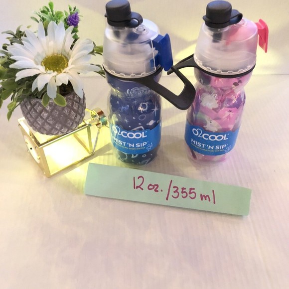 Pack of 2 -O2COOL Mist 'N Sip Kids Squeeze Misting Water Bottle 12 oz Owls - Picture 3 of 6